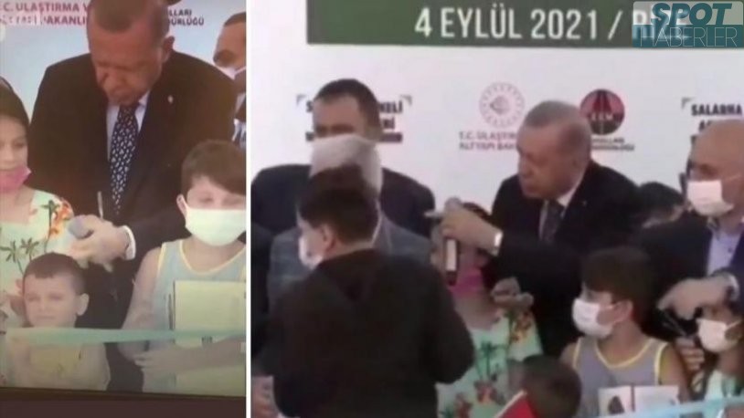 Erdoğan’dan saçını beğenmediği çocuğa tepki!