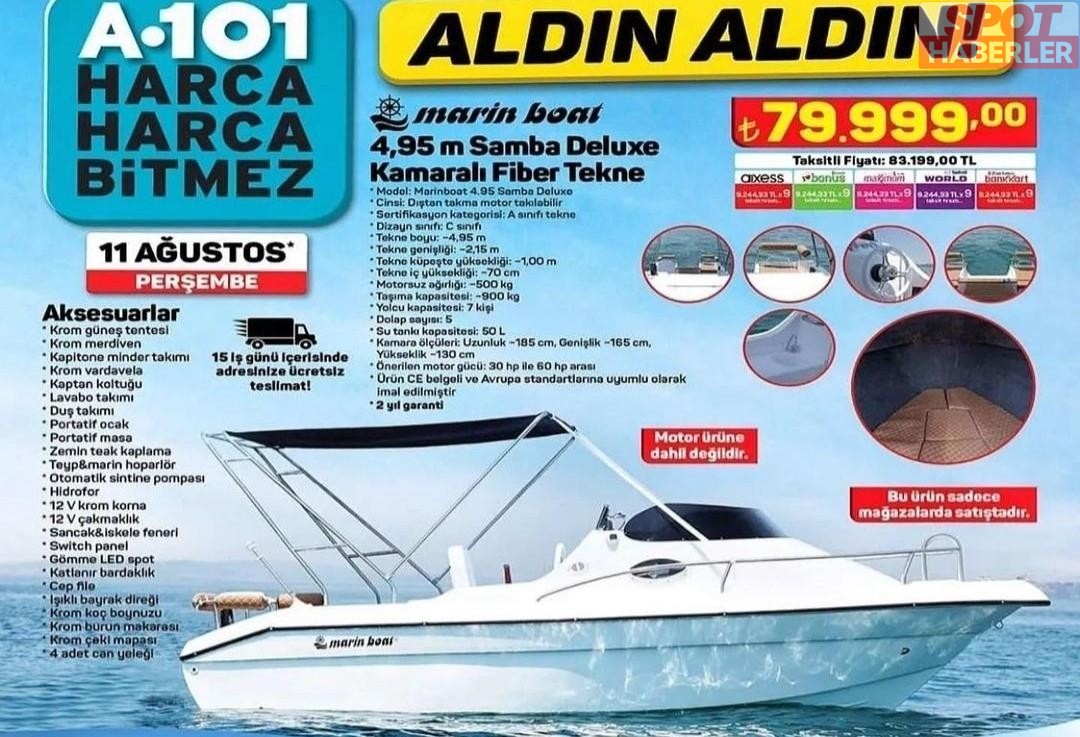 A101 Marketlerinin 80 Bin TL’lik Tekne Satması Sosyal Medyada Gündem Oldu (Tekne Var Ama Gitmiyor)