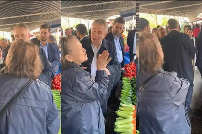 Emekli öğretmen sıkıştırdı, AKP’li vekil adayı kaçar gibi uzaklaştı